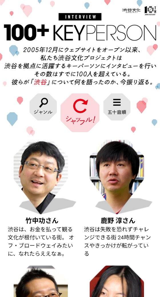 100+ KEYPERSON│渋谷文化プロジェクト 10th ANNIVERSARY スマホ表示